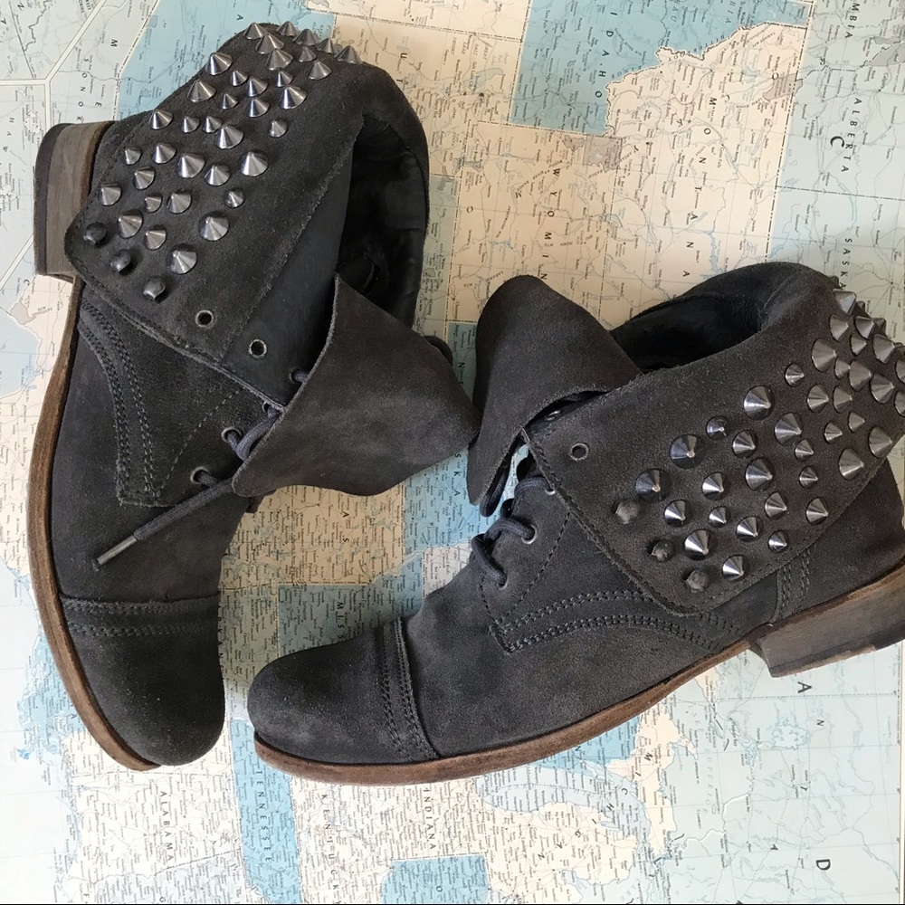 All Saints Studded Suede Combat Boot